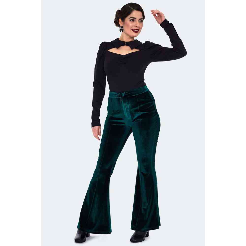 Voodoo Vixen - Velvet Pantalon flare - Vert